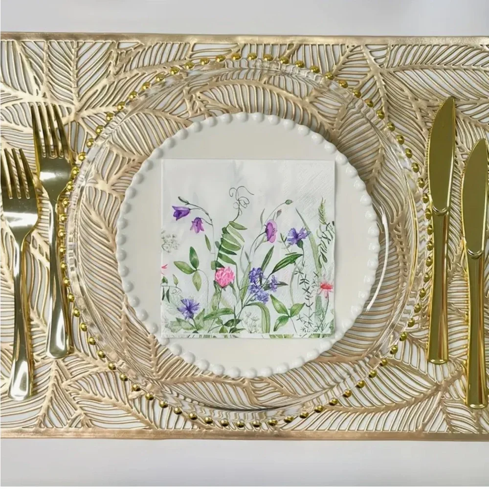 Floral Design Cocktail Beverage Paper Napkins, 20 ct